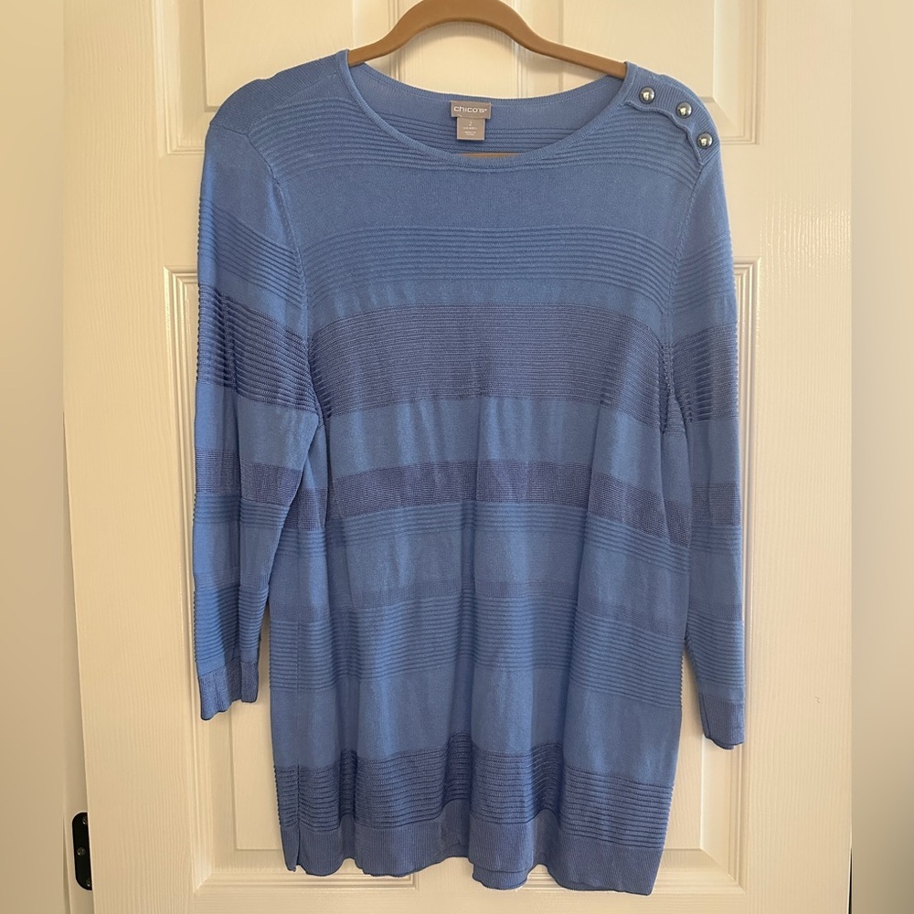 Chico’s Blue Crewneck Pullover Sweater – Size Large